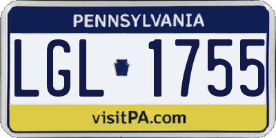 PA license plate LGL1755