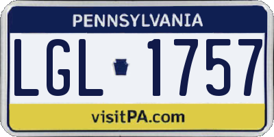 PA license plate LGL1757