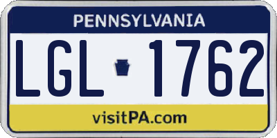 PA license plate LGL1762
