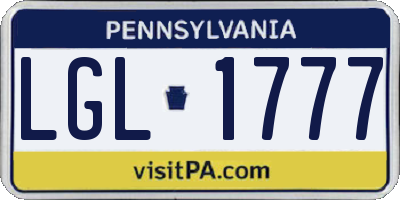 PA license plate LGL1777