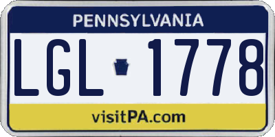 PA license plate LGL1778