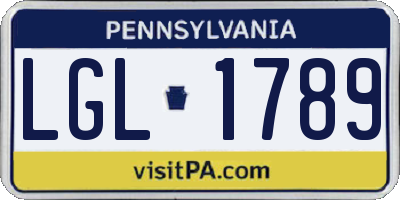 PA license plate LGL1789