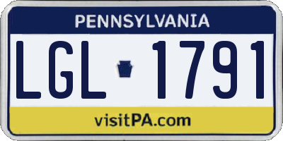 PA license plate LGL1791