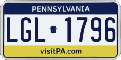 PA license plate LGL1796