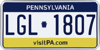 PA license plate LGL1807