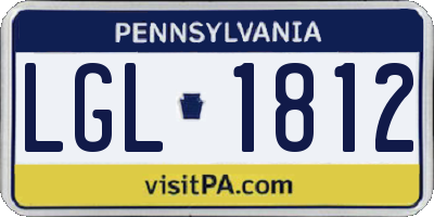 PA license plate LGL1812