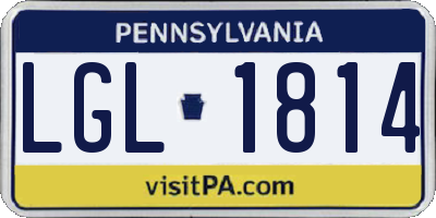 PA license plate LGL1814