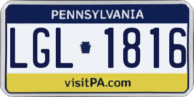 PA license plate LGL1816