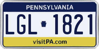 PA license plate LGL1821