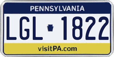 PA license plate LGL1822