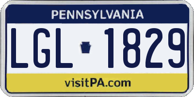 PA license plate LGL1829