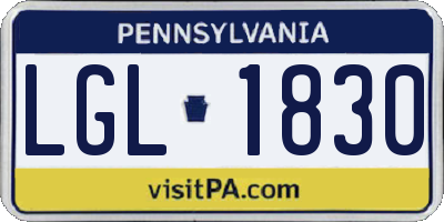 PA license plate LGL1830