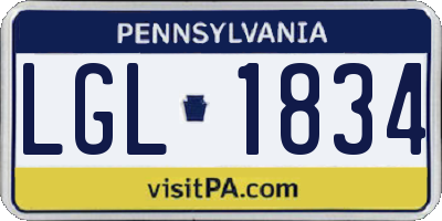 PA license plate LGL1834