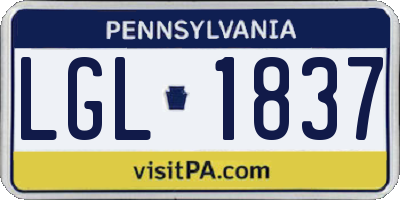 PA license plate LGL1837