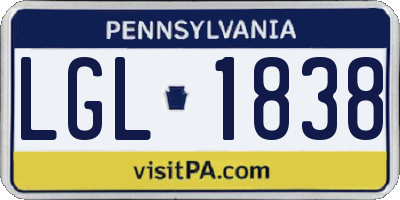 PA license plate LGL1838