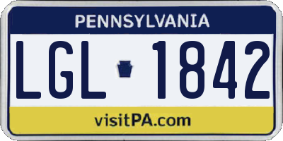 PA license plate LGL1842