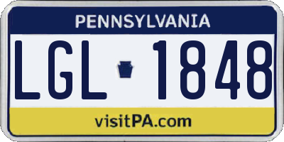 PA license plate LGL1848