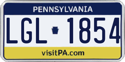 PA license plate LGL1854
