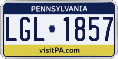 PA license plate LGL1857