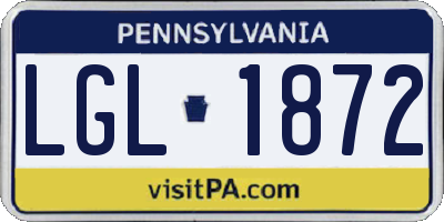 PA license plate LGL1872