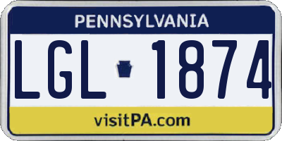 PA license plate LGL1874