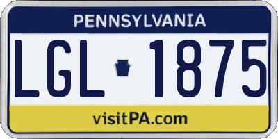 PA license plate LGL1875