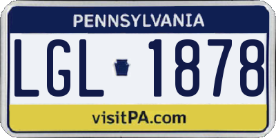 PA license plate LGL1878