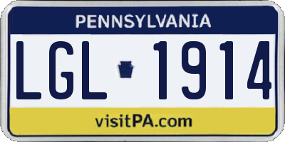 PA license plate LGL1914