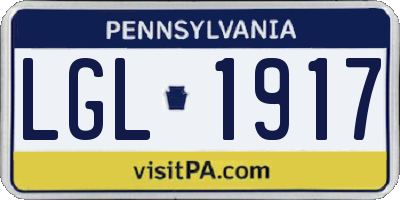 PA license plate LGL1917