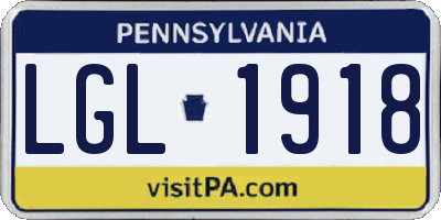 PA license plate LGL1918