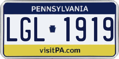 PA license plate LGL1919