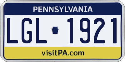 PA license plate LGL1921