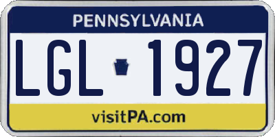 PA license plate LGL1927