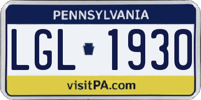 PA license plate LGL1930