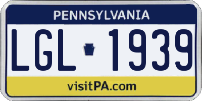 PA license plate LGL1939