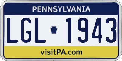 PA license plate LGL1943