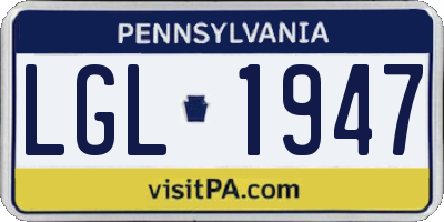 PA license plate LGL1947