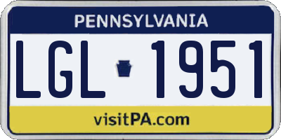 PA license plate LGL1951