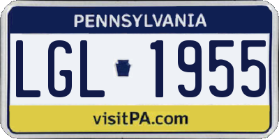 PA license plate LGL1955