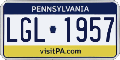PA license plate LGL1957