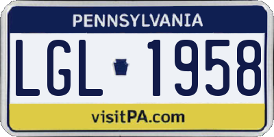 PA license plate LGL1958