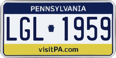 PA license plate LGL1959