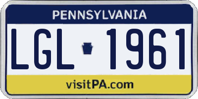 PA license plate LGL1961