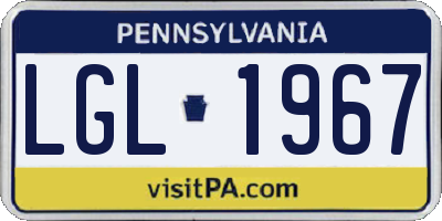PA license plate LGL1967