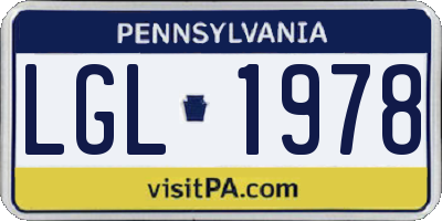 PA license plate LGL1978