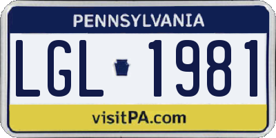 PA license plate LGL1981