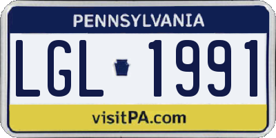 PA license plate LGL1991