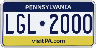 PA license plate LGL2000