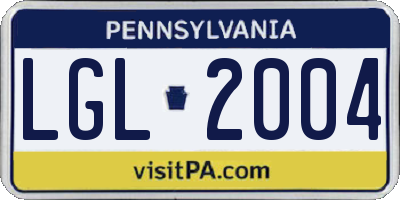 PA license plate LGL2004