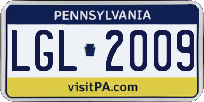 PA license plate LGL2009
